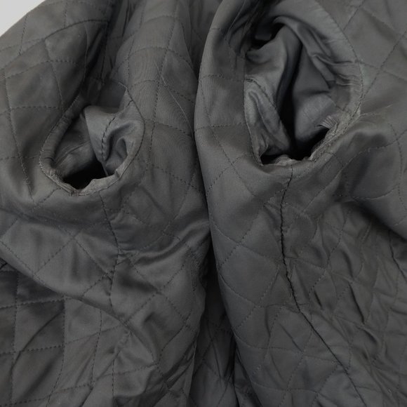 Vintage 70s Leather Hippie Coat Wide Fur Notched Collar Quilted Lining Belt M - Picture 6 of 9